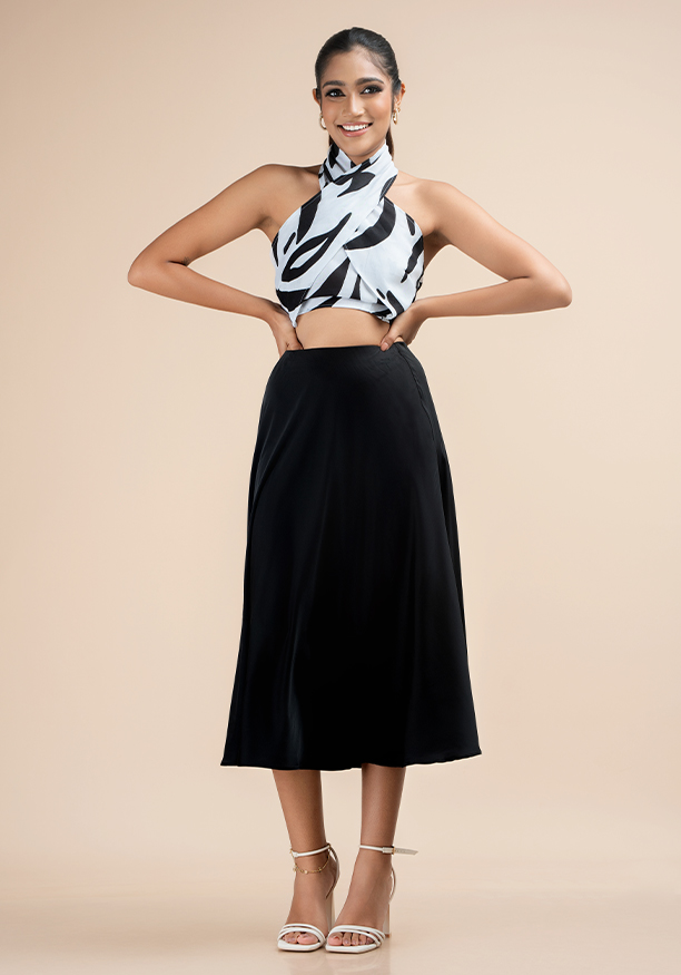 SHELLY SATIN MIDI SKIRT